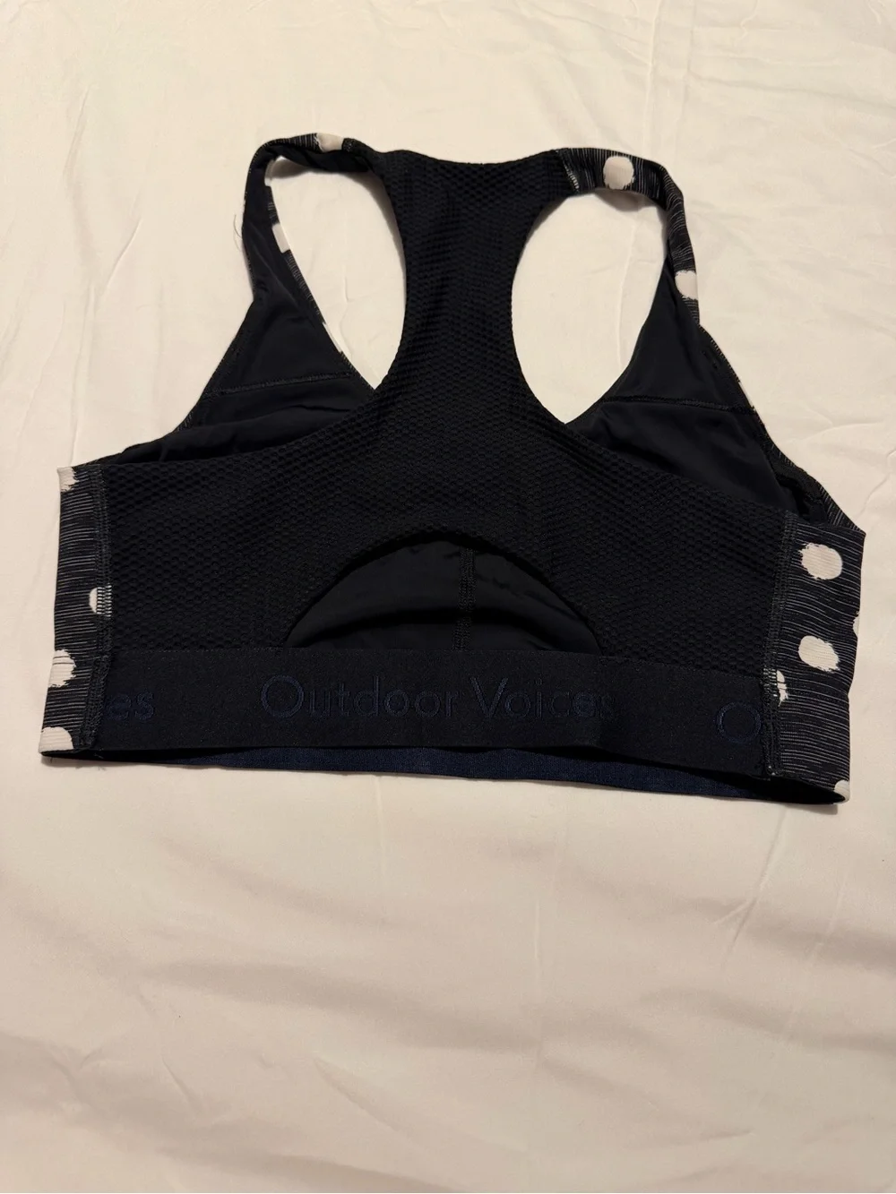 Women’s Racerback Sports Bra - Black & White Polka Dot